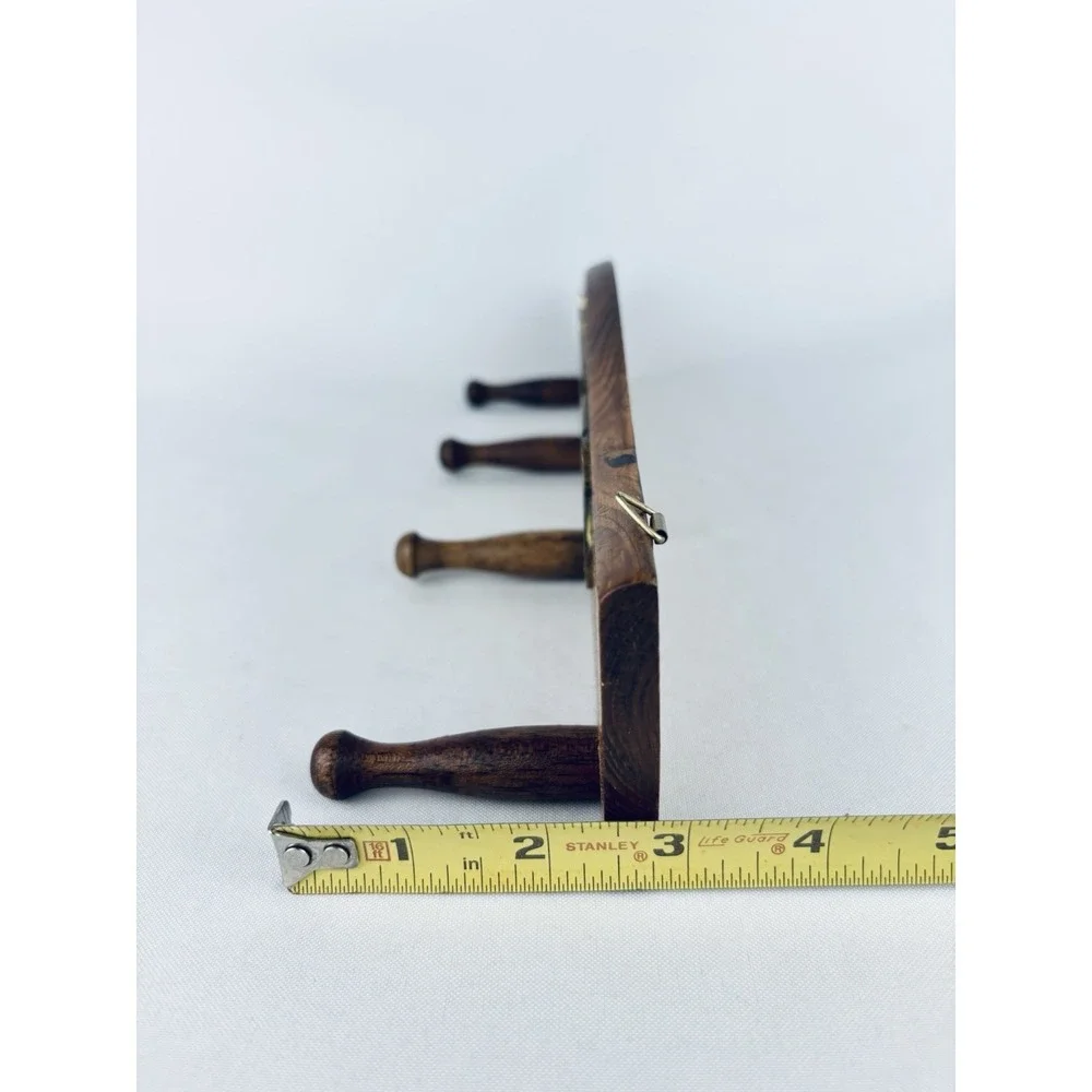 Vintage Cottage Granny Core Maximalist KMART Wood Brass Coffee Cup Mug Peg Rack